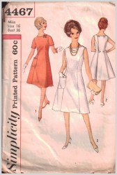 4467 SIMPLICITY 1962  FLARE BACKWRAP DRESS SLEEVES OR NOT PATTERN JR 15 35B